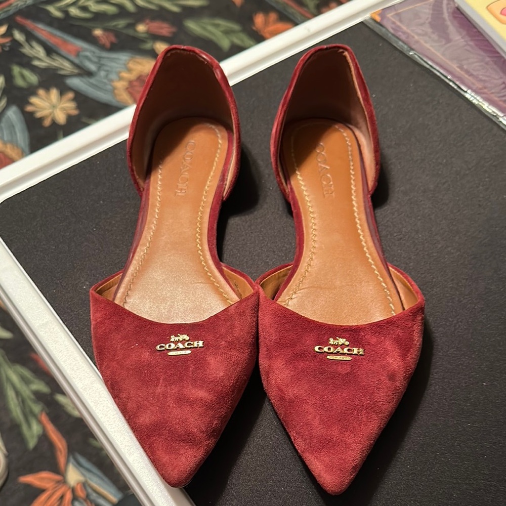 Coach Red Flats with Sophisticated Suede Design